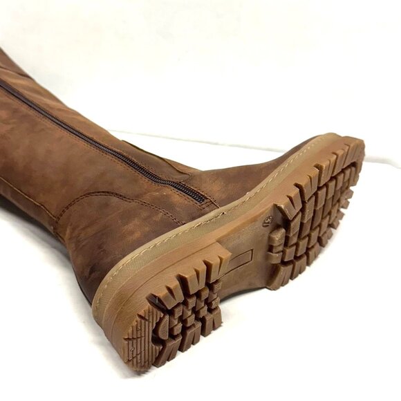 MIZ MOOZ NUBUCK LEATHER TALL BOOTS FULL SIDE ZIP 37EU BRANDY / 7US NEW # Z-122 - Picture 4 of 4